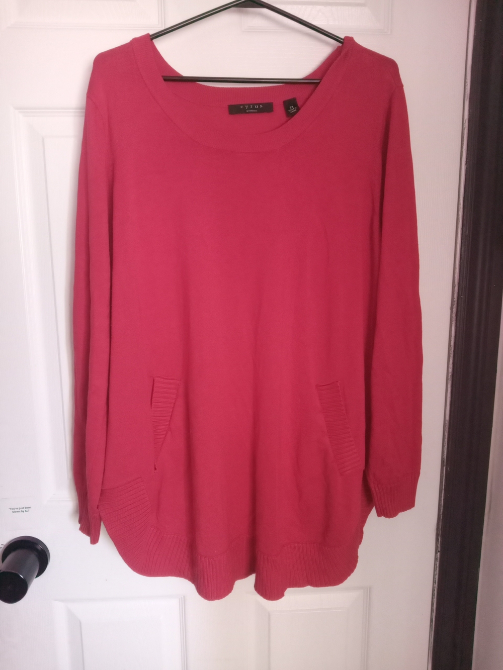 Cyrus Scoop Neck Pocket Sweater in Rose Pink